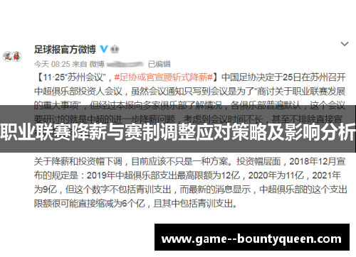 职业联赛降薪与赛制调整应对策略及影响分析